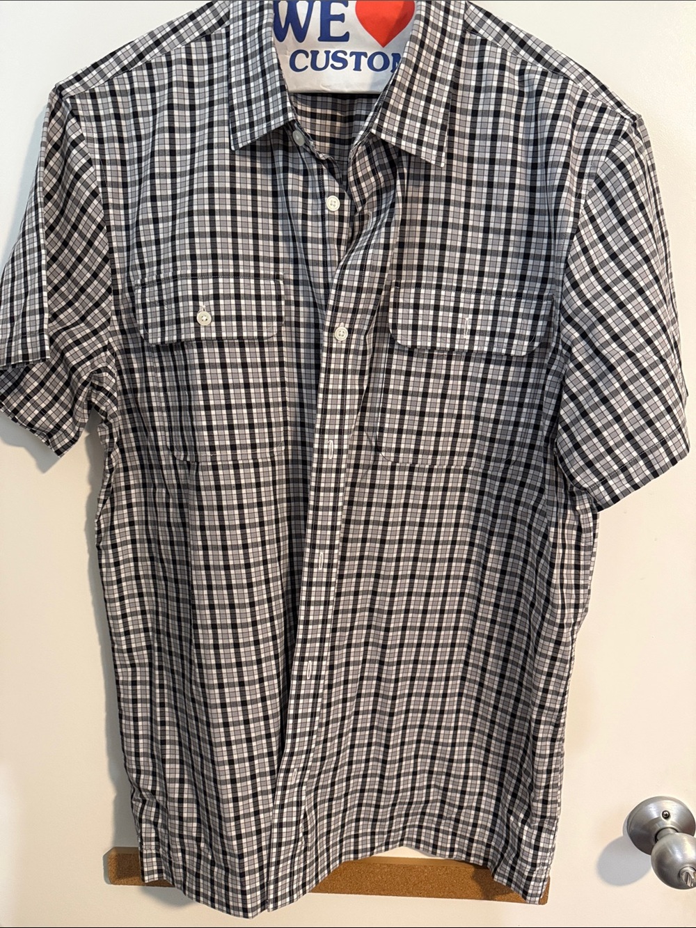 MICHAEL Michael Kors Black and White Plaid Short-Sleeve Button-Down Shirt
